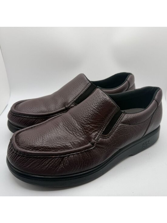 SAS Side Gore Cordovan Loafers Mens Size 12WW Burgundy Casual Slip On Shoes main image 9